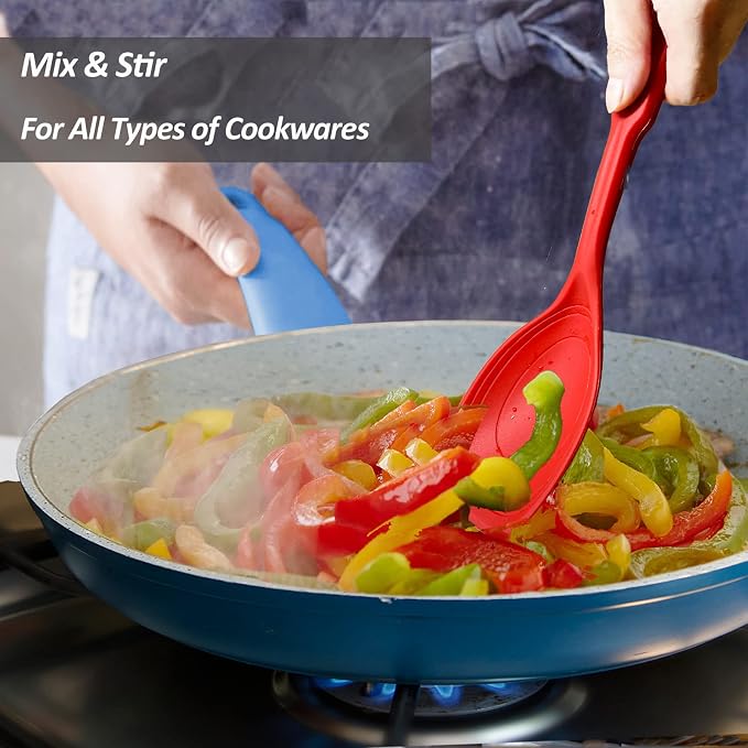 Large Silicone Cooking Spoon, Non-Stick Solid Spoon set - Image 7