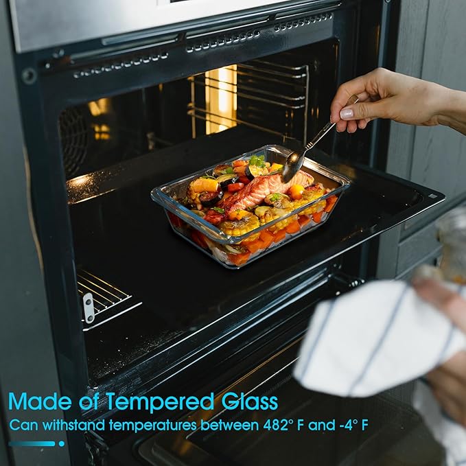 NUTRIUPS 1.4QT Rectangular Deep Glass Baking Dish, Glass Baking Pan - Image 4