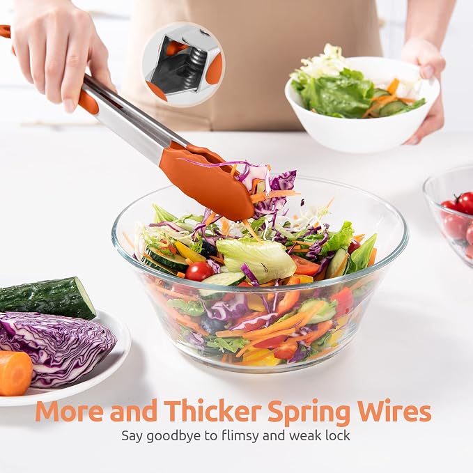600ºF Heat Resistant Kitchen Tongs: U-Taste 9+12 inch Silicone Cooking Tong Set - Image 8