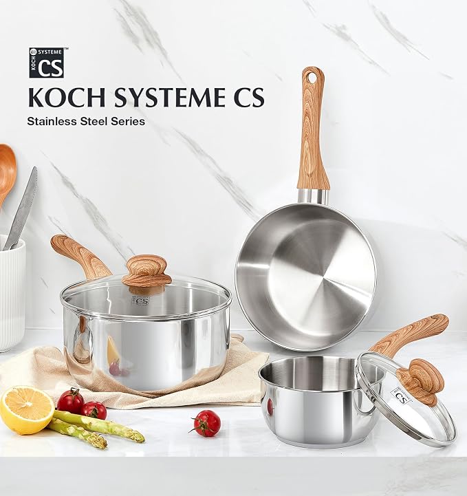 KOCH SYSTEME CS Stainless Steel Saucepan Set, 6 Piece Stainless Steel Pot 1QT & - Image 7