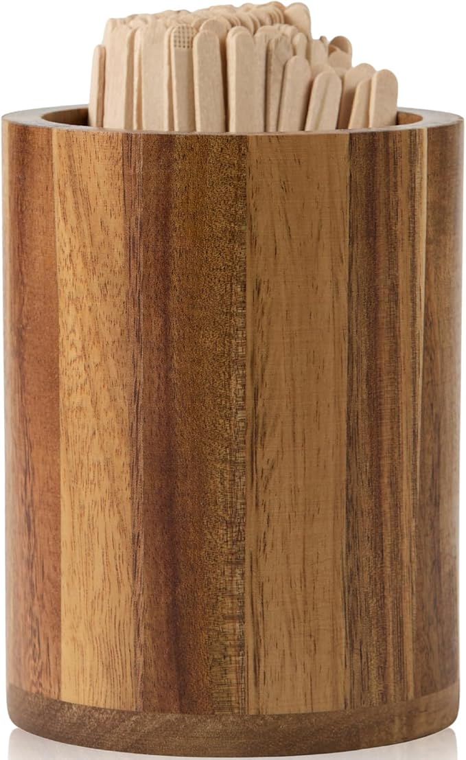 Acacia Wood Coffee Stirrer Holder Set by THORNIA