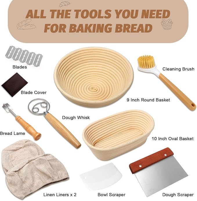 Sourdough Proofing Basket Gift Set, Sourdough Baskets - Image 5