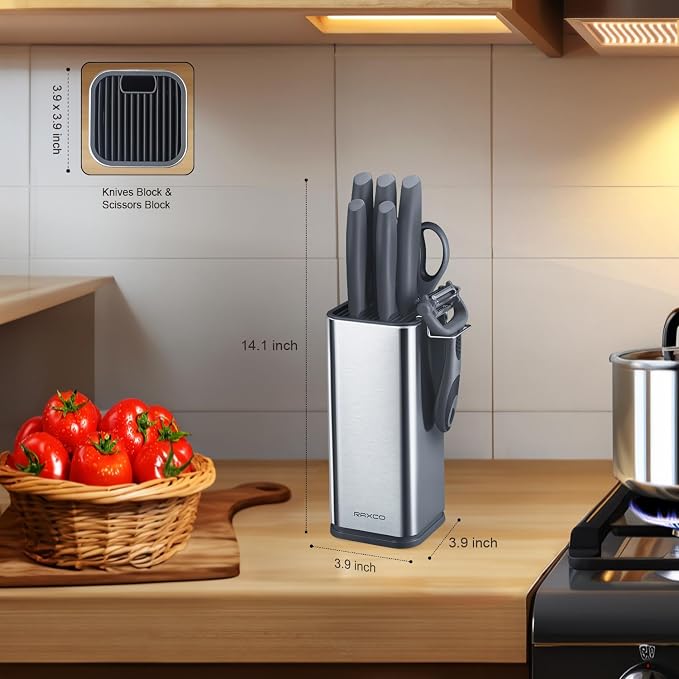 RAXCO 10-Piece Kitchen Knife Set | Stainless Steel Holder | Compact Design - Image 2