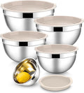 E-far Mixing Bowls With Lids Sets of 5, 10-Piece Stainless Steel Salad Metal by E-far