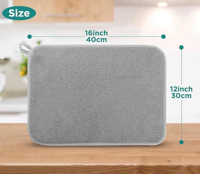 GeeRic Microfiber Dish Drying Mat, Super Absorbent Kitchen Dish Drying Pad - Image 2