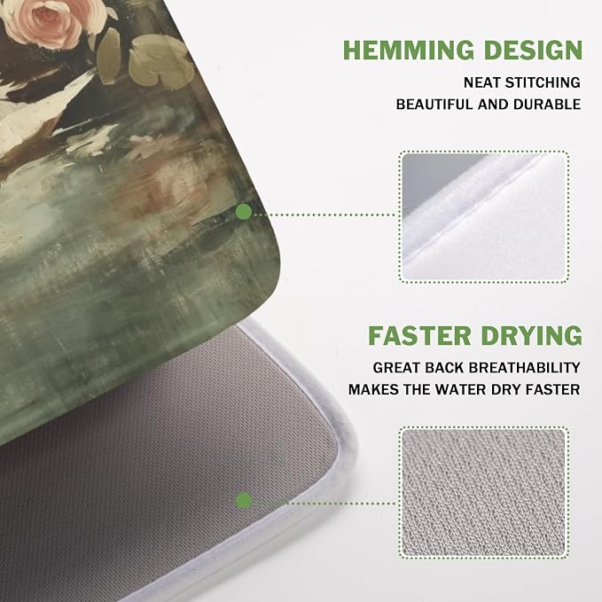 Swans Dish Drying Mat 18x16 Inch, Wildlife Aesthetic Dish Drainer Mats Summer - Image 4