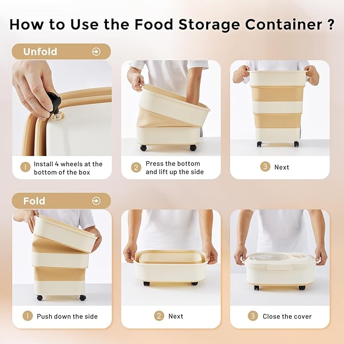 ZOMISIA 40-50lbs Dog Food Storage Container, Large Capacity Collapsible - Image 5