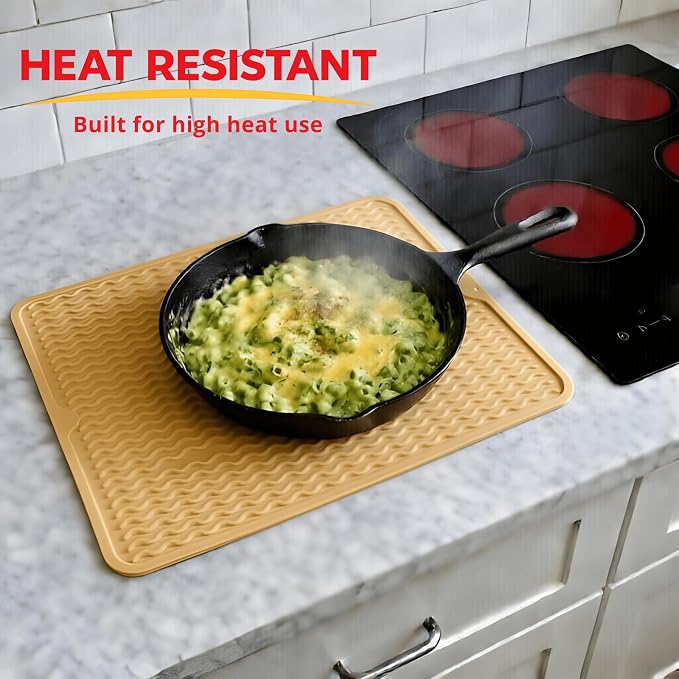 Silicone Drying Mat 16 × 12 – Yellow Tan Non-Slip Sink Mat - Image 4