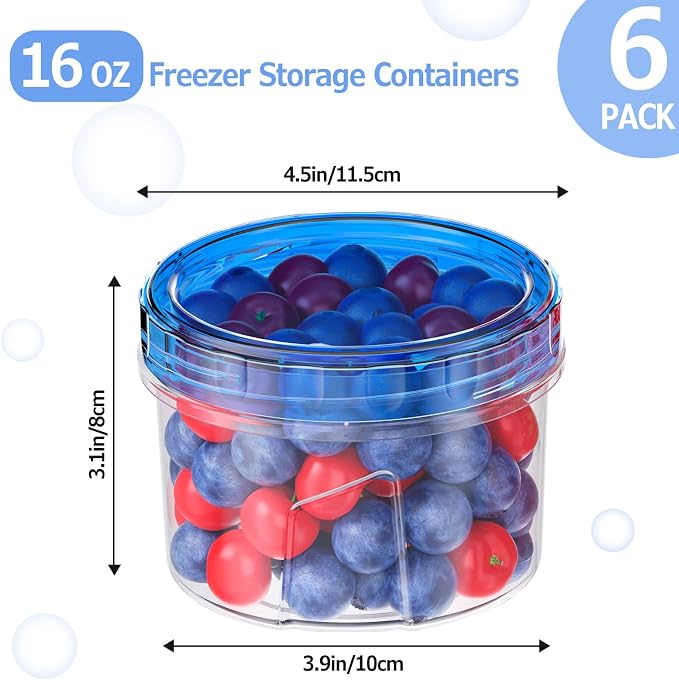 6 Pack-16 OZ Freezer Storage Containers, Small Plastic Containers - Image 3