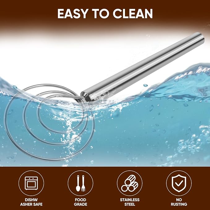 Maxjoy Danish Dough Whisk Stainless Steel Hook Dutch Style Bread Mixer - Image 7