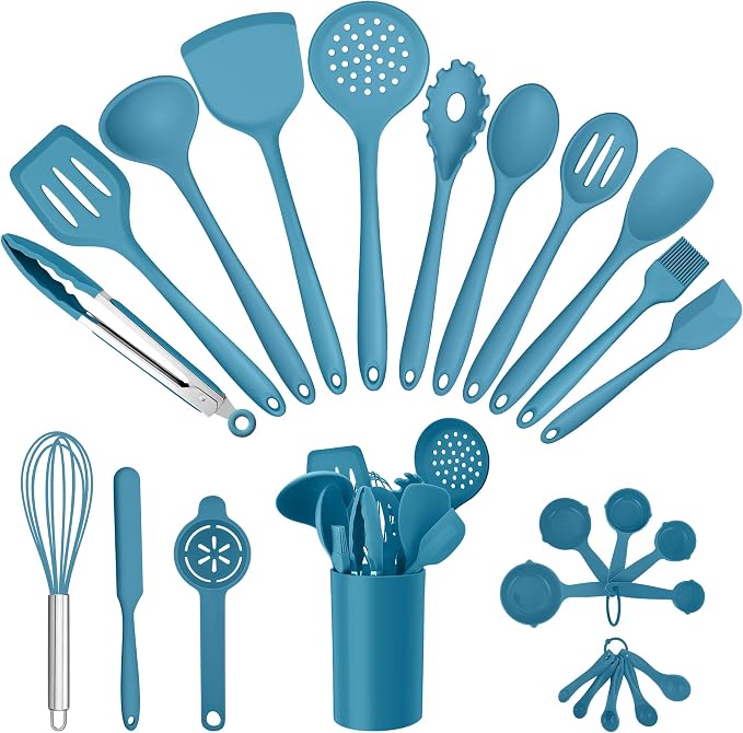E-far Silicone Cooking Utensils Set, 25 Piece Kitchen Utensils by E-far