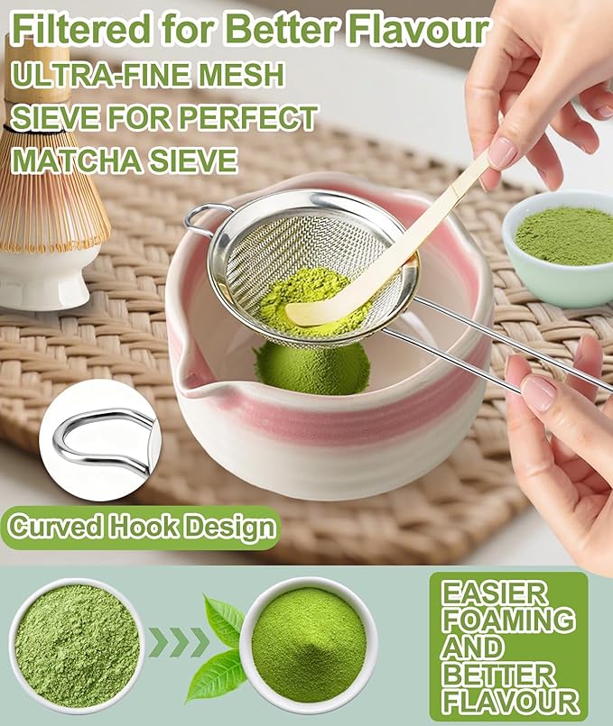 JBER Matcha Whisk Set, Ceramic Matcha Set Includes Bowl & Holder, Bamboo Whisk - Image 3