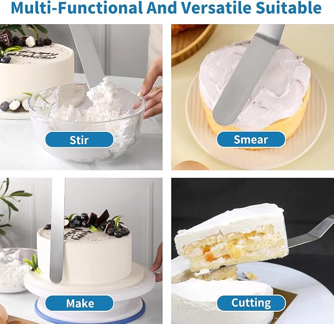 3 PCS Icing Spatulas, Offset Spatula, Stainless Steel Cake Decorating Spatulas - Image 7