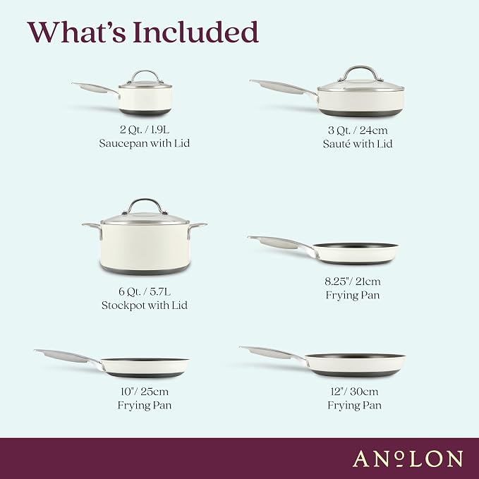 Anolon Achieve Hard Anodized Nonstick Cookware Pots and Pans Set, 9 Piece - Image 3