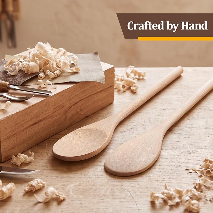 12 Pcs Wooden Spoons for Cooking, MORGLES 10-Inch Serving Spoons for Stirring - Image 2