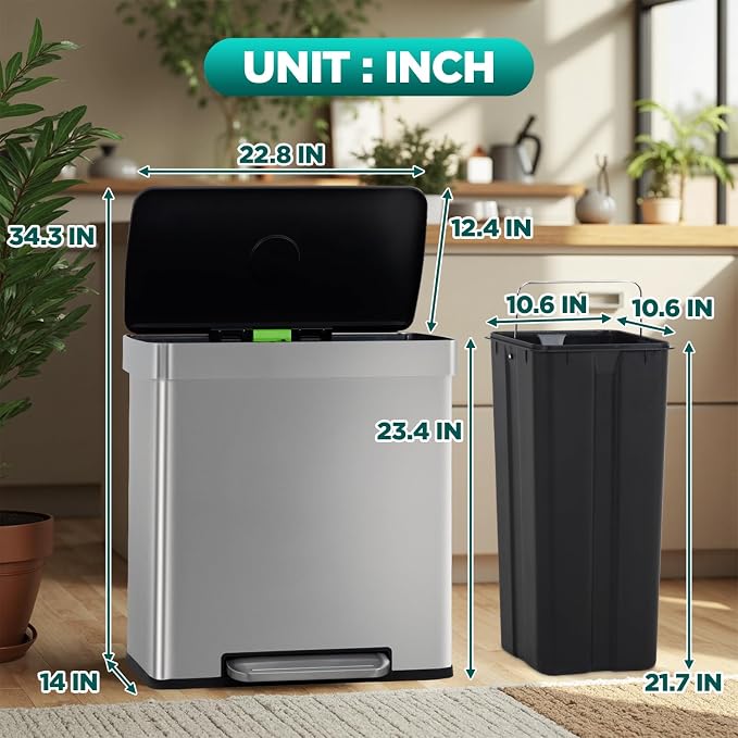 FDW 16 Gallon / 60 L Garbage Can Kitchen Trash Can - Image 7