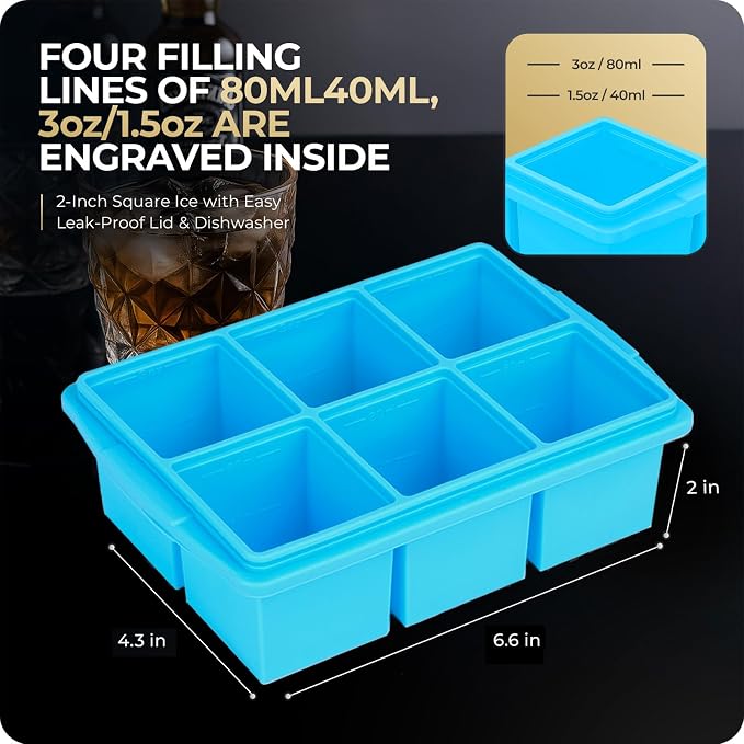 Large Ice Cube Trays for Whiskey, Silicone Ice Cube Tray, - Image 7