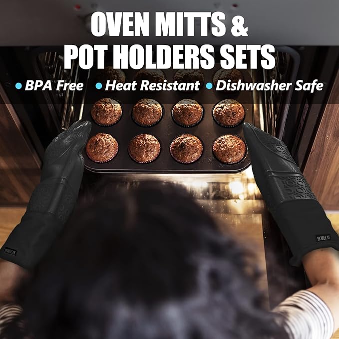 Rorecay 6pcs Oven Mitts and Pot Holders Sets Heat Resistant 500 Degrees - Image 2