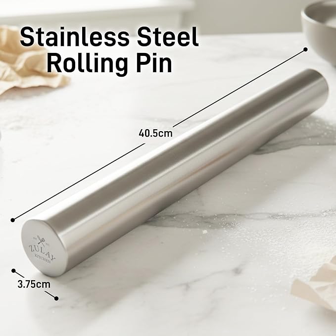 Zulay Kitchen 15.9 inch Professional Stainless Steel Rolling Pin - Image 4