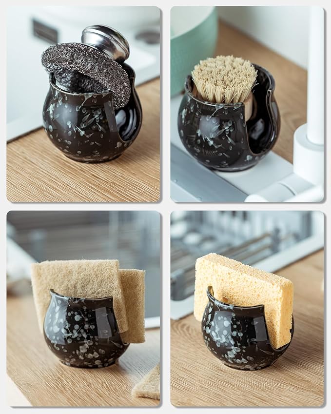 Zoeeker Kitchen Sponge Holder, Ceramic Dish Sponge Holder Kithen Sink Organizer - Image 5