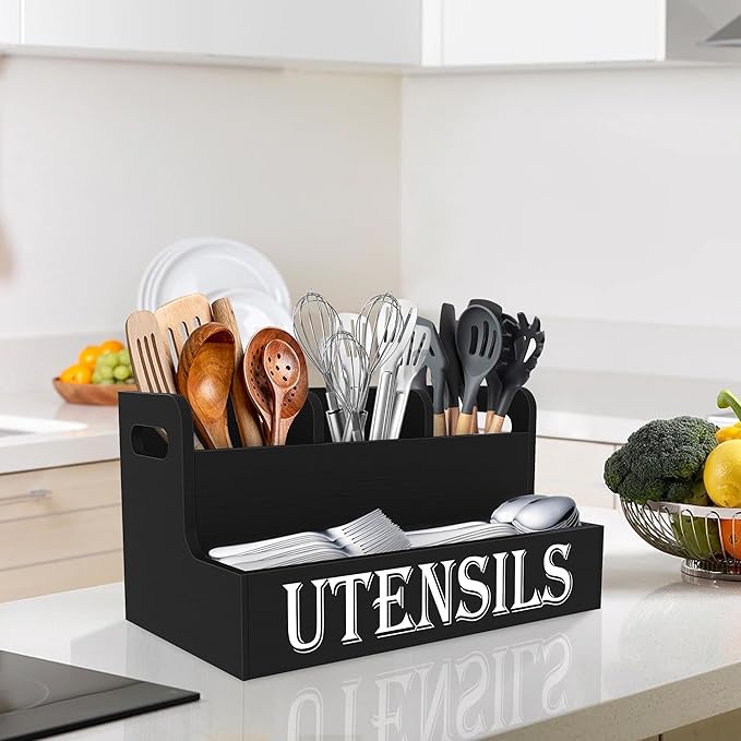 Suli Kitchen Utensils Holder, Wooden Utensil Organizer - Image 5
