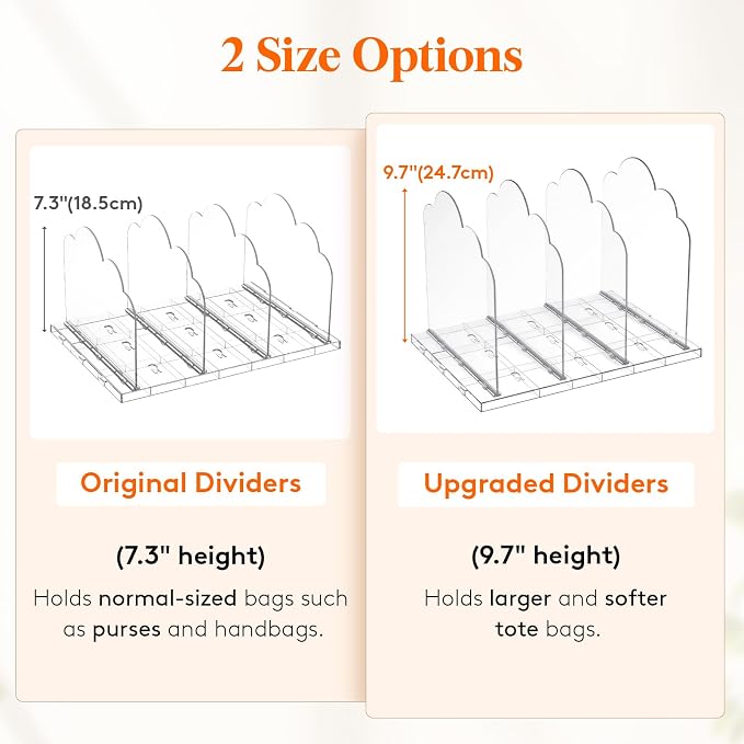 Lifewit Purse Organizer for Closet, 9.7" Tall Clear Handbags Storage Organizer - Image 2