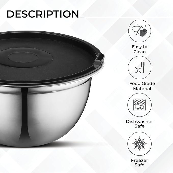 AVADOR Premium Brushed Stainless Steel Mixing Bowls Sets, Space Saving - Image 3