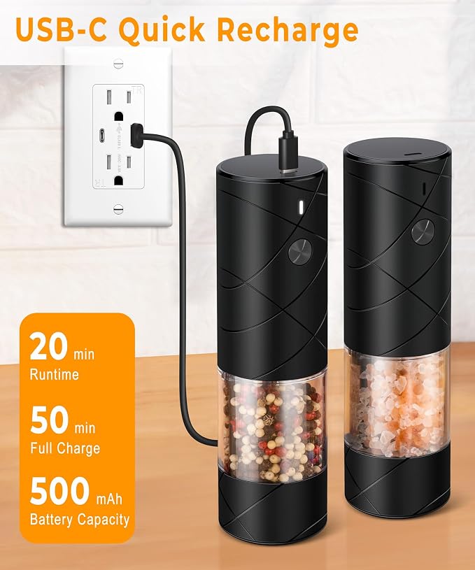 Rechargeable Electric Salt and Pepper Grinder Set - Image 3