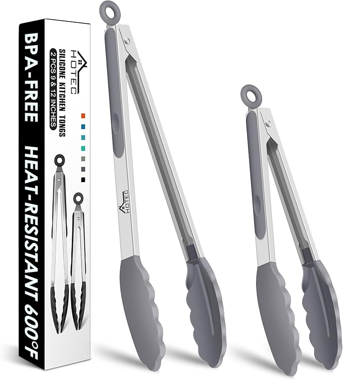 HOTEC Premium Stainless Steel Locking Kitchen Tongs by Hotec