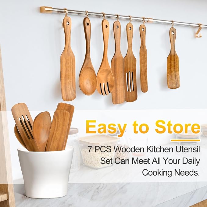 Spurtles Kitchen Tools Wooden, Natural Premium Spatula Set, Heat Resistant - Image 6