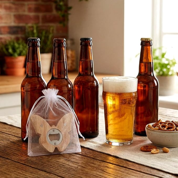 Vesici 24 Pcs Magnetic Bottle Opener 2.5in DIY Bamboo Butterfly Shape Beer - Image 7
