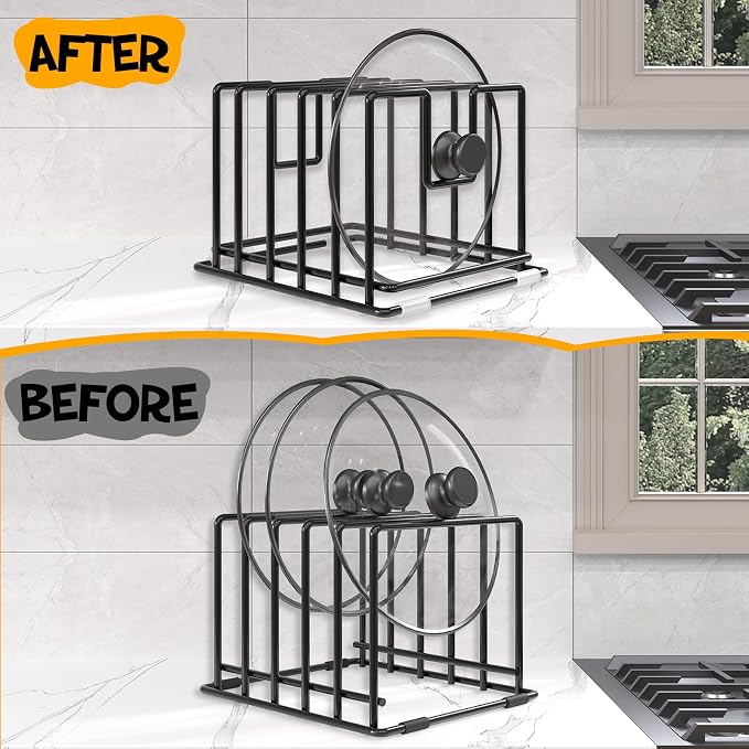 2 Pack Cutting Board Organizer and Pot Lid Holder, Kitchen Cabinet Organizer - Image 6