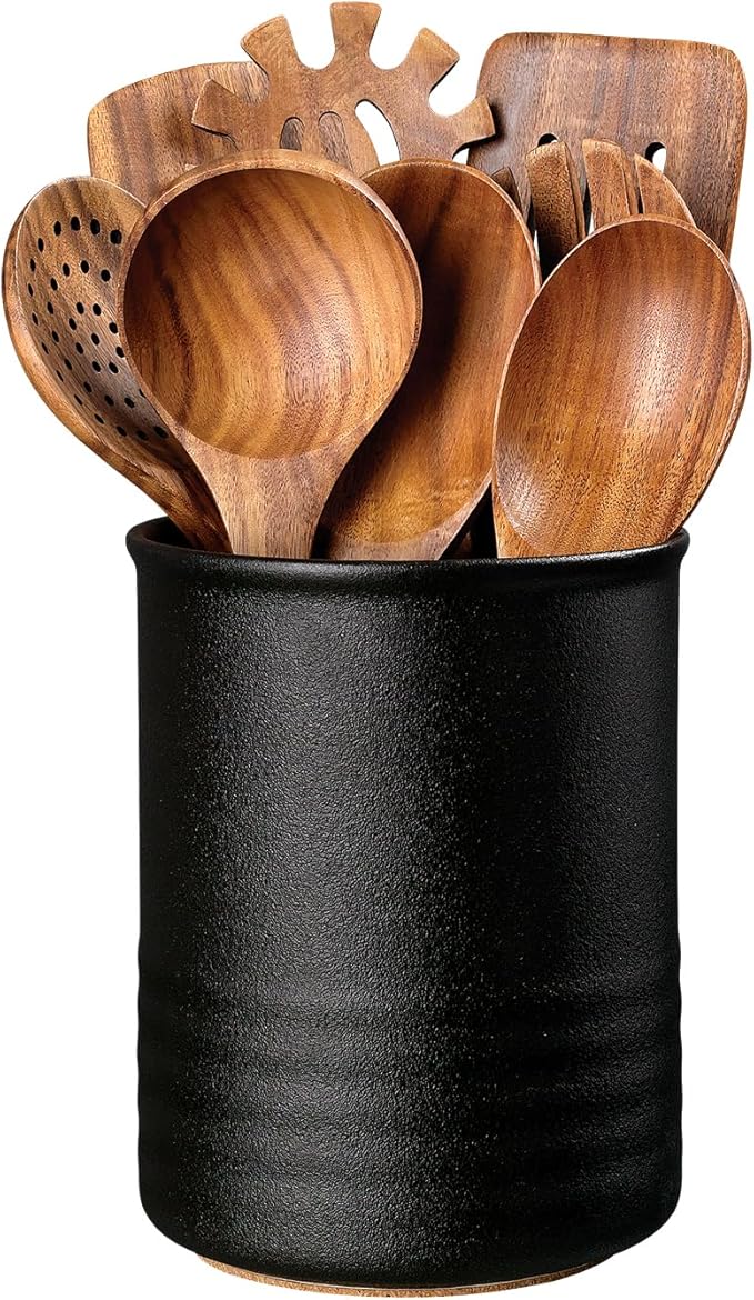 ABRUTY Utensil Holder, 6.7" Ceramic Kitchen Utensil Crock by ABRUTY