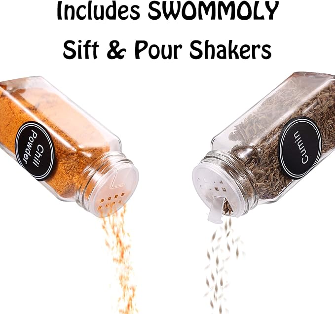 SWOMMOLY 42 Glass Spice Jars - Image 6