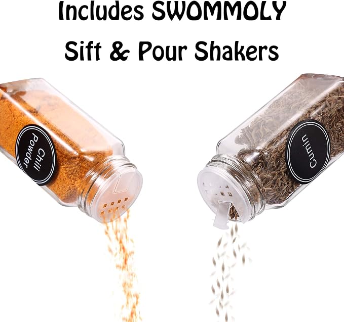 SWOMMOLY 48 Glass Spice Jars - Image 5