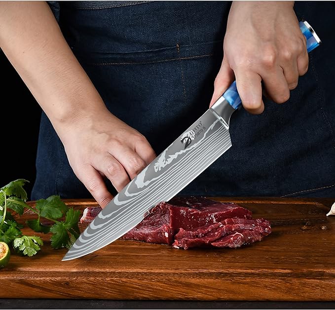 Dfito Chef Knife Sets with Roll Bag, 9 Pieces Professional Knife Set, High - Image 6