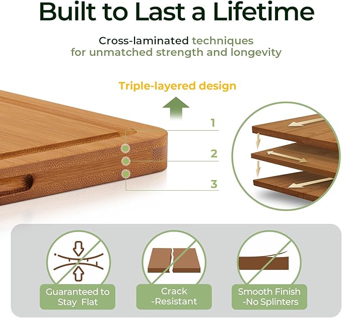 Keechee Wood Cutting Board, Carbonized Bamboo Cutting Boards Set - Image 7