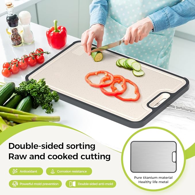 Titanium Cutting Board Double Sided Food Grade, Pure Titanium/PP - Image 2