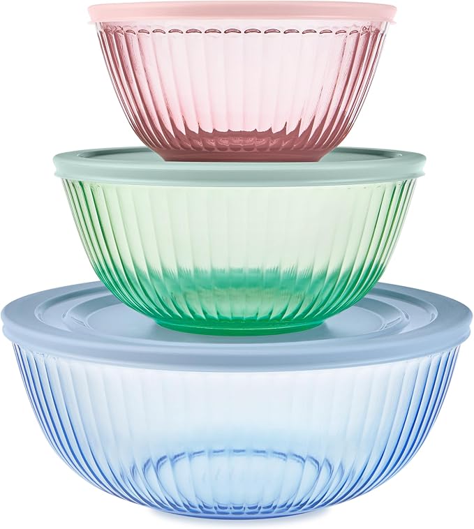 Pyrex Colors Sculpted Tinted Glass Mixing Bowls by Pyrex