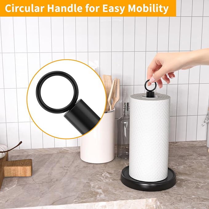Paper Towel Holder Countertop, Stainless Steel, Weighted Base - Image 2