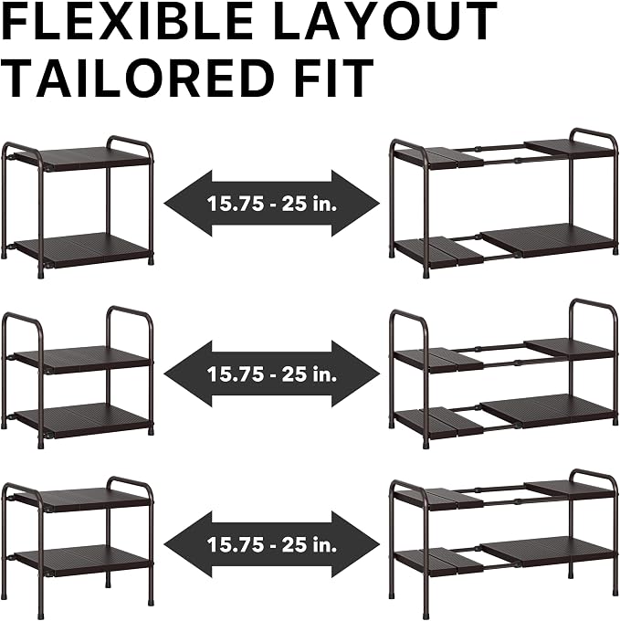 Simple Houseware Under Sink 2-Tier Heavy Duty Expandable Rack Organizer - Image 5