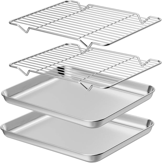 Wildone Baking Sheet with Rack Set, Stainless Steel Cookie Pan baking Tray with by Wildone