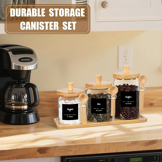Suclain 3 Pcs Glass Coffee Container - Image 6