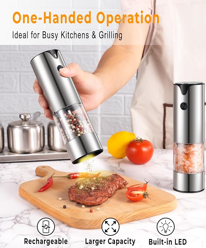 Rechargeable Electric Salt and Pepper Grinder Set - Image 4