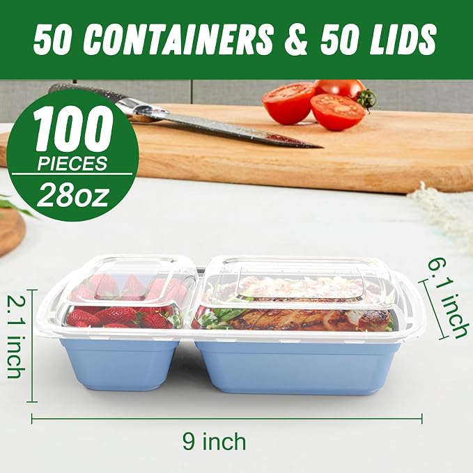 Dealusy 50 Pack 28 oz Meal Prep Containers Reusable - Image 2