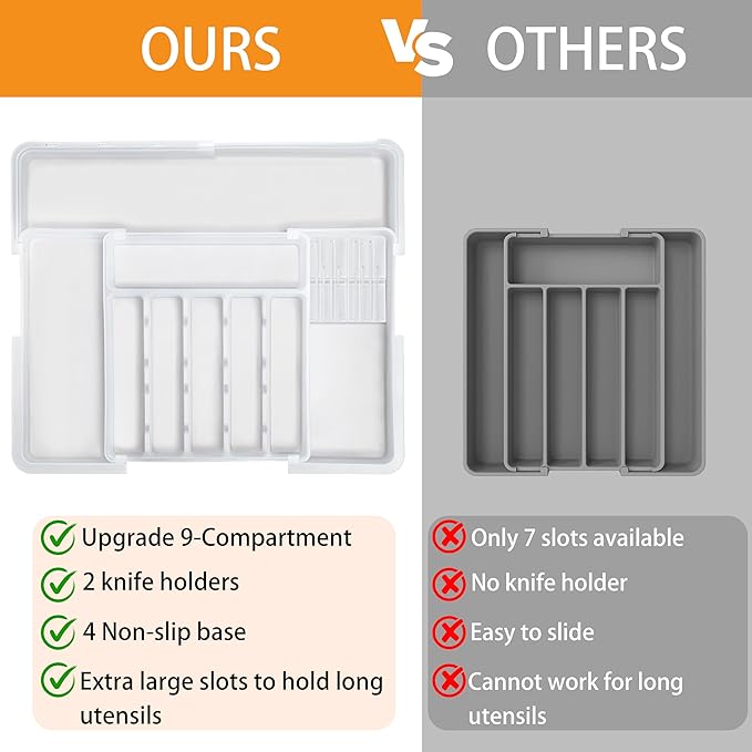 Homecor Silverware Organizer for Kitchen Drawer, Expandable Utensil Drawer - Image 3