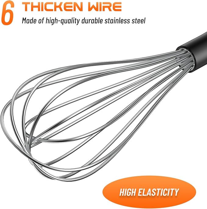 NileHome Silicone Whisk Set 8" 10" Kitchen Whisk Kitchen Wisk Wire Whisks - Image 3