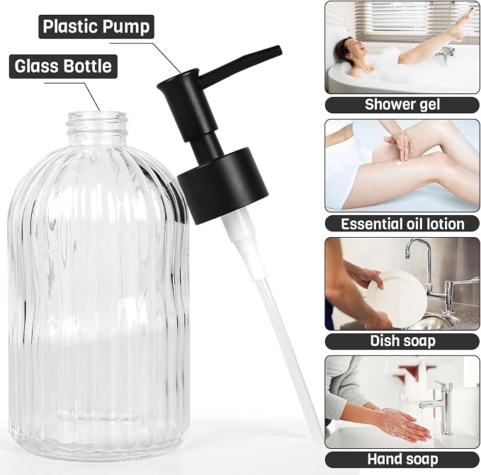2 Pack Glass Soap Dispenser - Image 2