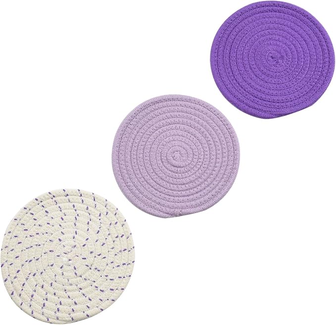 Pot Holders Set Trivets Set 100% Pure Cotton Thread Weave Hot Pot Holders Set - Image 4