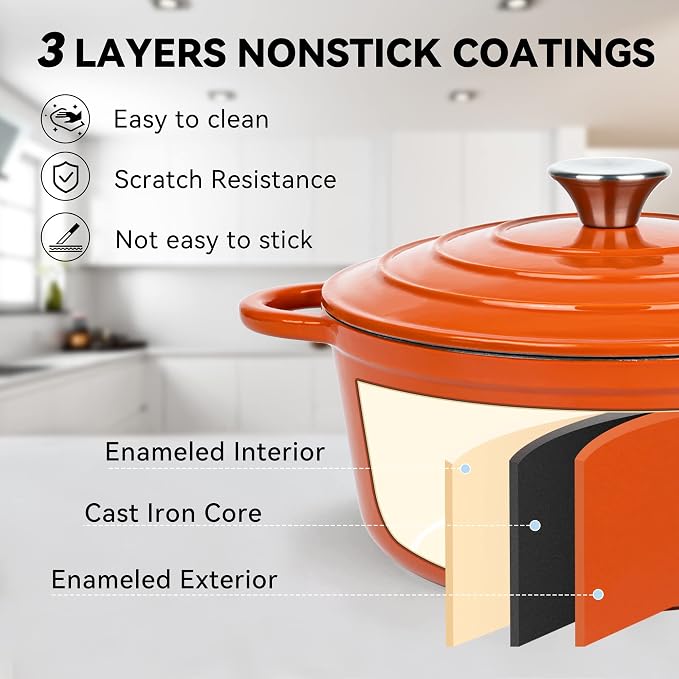 Miereirl 4.5 Quart Enameled Dutch Oven Pot - Image 6